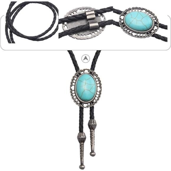 Cowboy Leather Necktie, Necklace Costume Accessories 046 - Picture 4 of 7